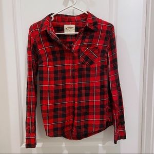 Arizona Red Plaid Button Down Long Sleeve Shirt Size S